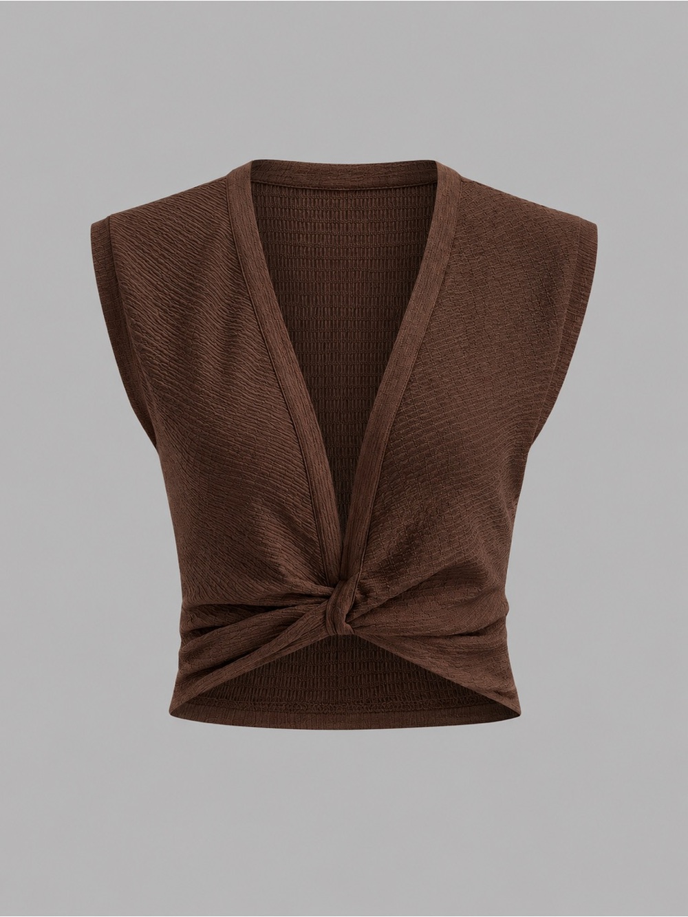 Commense V-Neck Knot Front Sleeveless Top